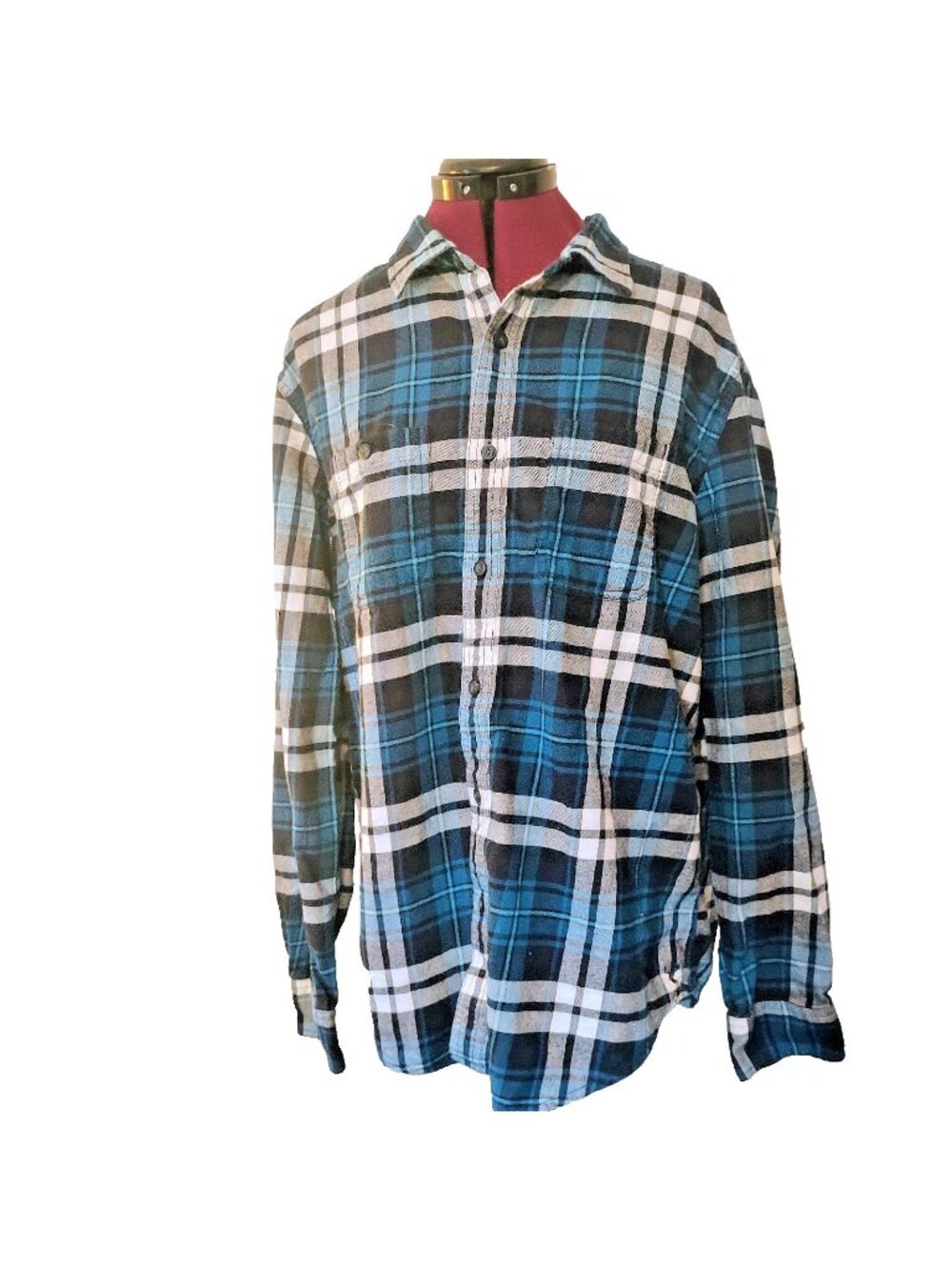 American Eagle Men's XL Button Front Shirt Plaid Prep Fit Long Sleeve Pocket